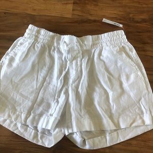 White linen shorts